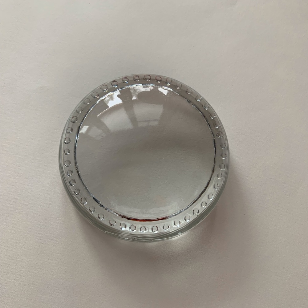 Vintage Glass Decorative Paperweight Photo Holder 3” Round Dome